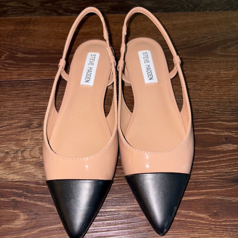 Steve Madden Women's Cream and Black Slingback Flats